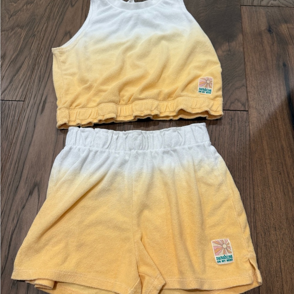 H&M Terry Cloth Two Piece Set Yellow Ombré Girls 12/14